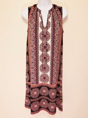 London Times Sundial Medallion Print Neck Tie Multi Shift Dress - 2